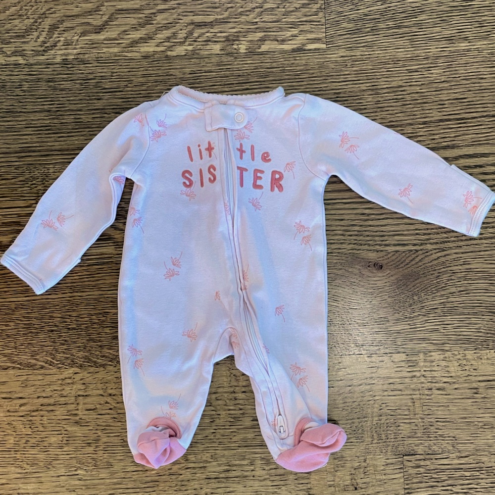 Carter’s Pink “Little Sister” Onesie Pajamas